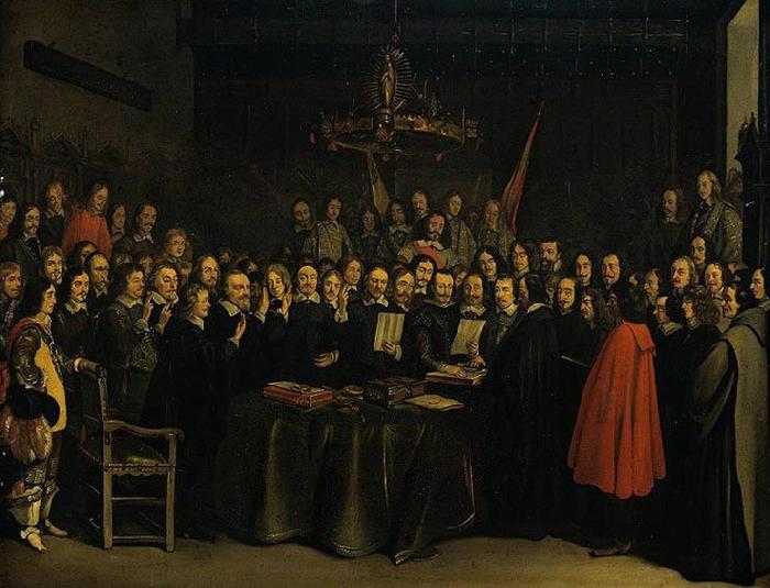 Gerard ter Borch the Younger Ratification of the Peace of Munster between Spain and the Dutch Republic in the town hall of Munster, 15 May 1648. Sweden oil painting art